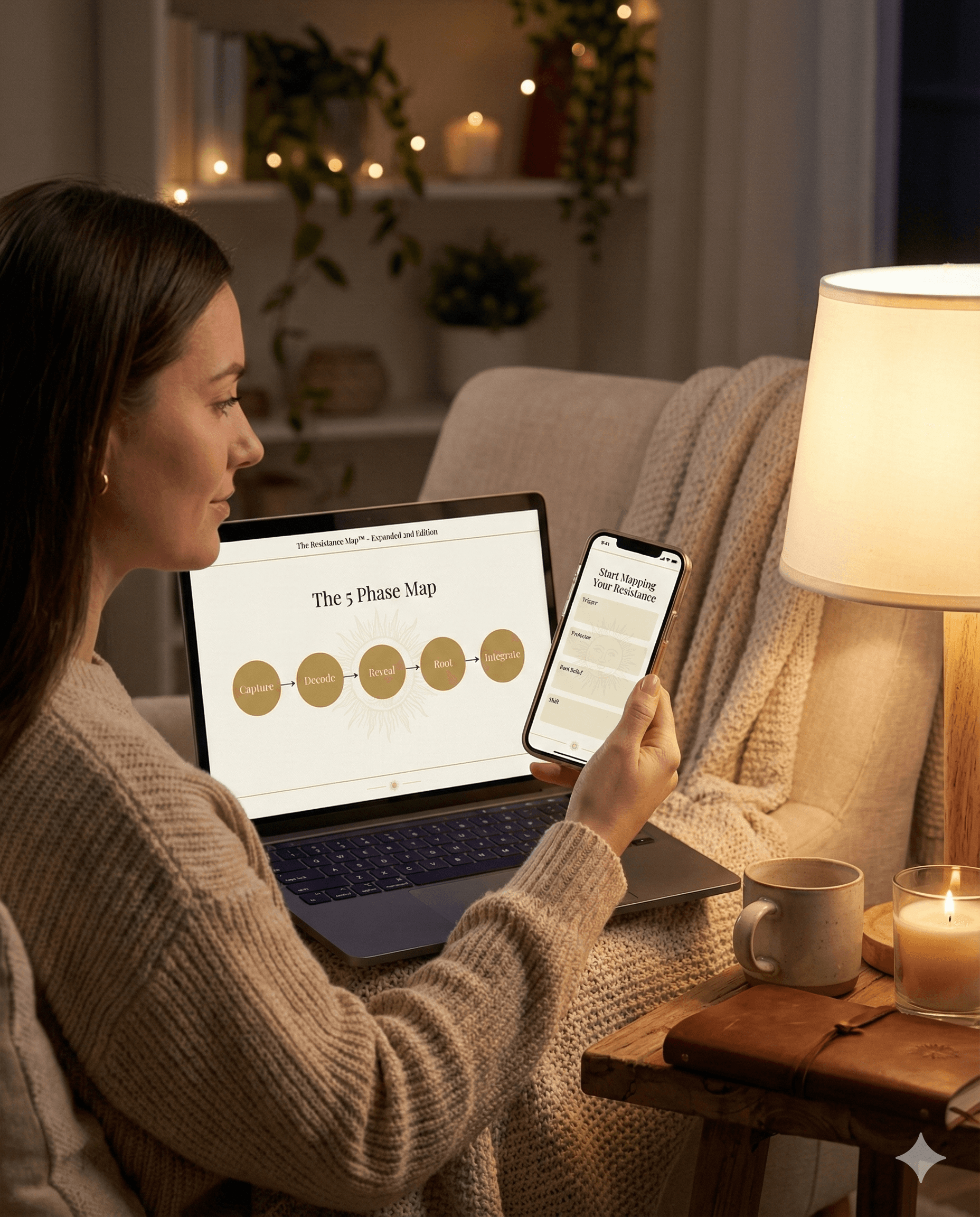 Working on the Resistance Map at a candlelit desk
