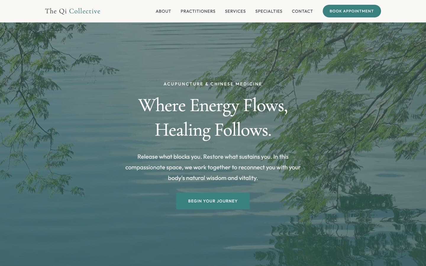 Qi Collective marketing home page