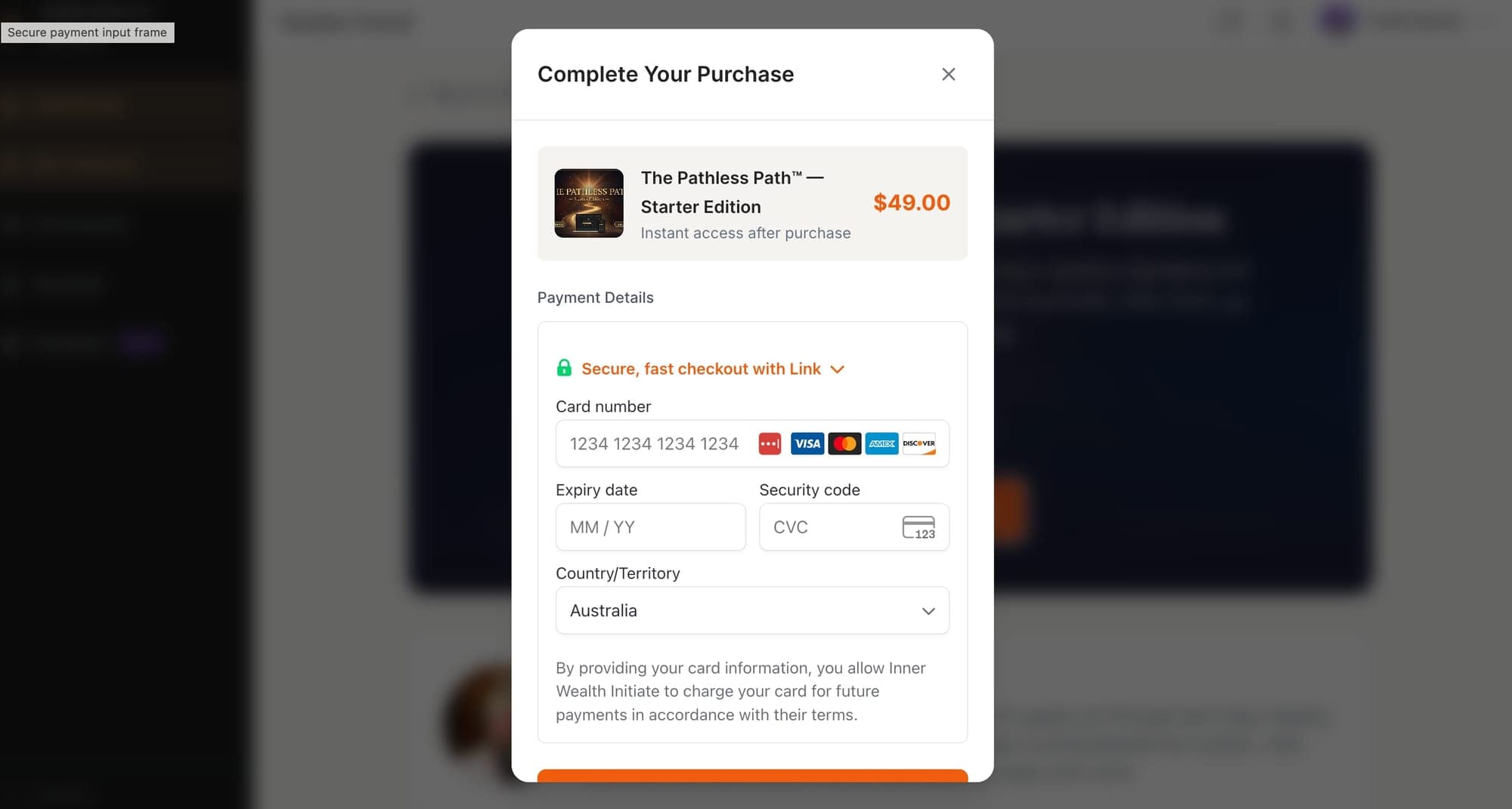 In-portal checkout
