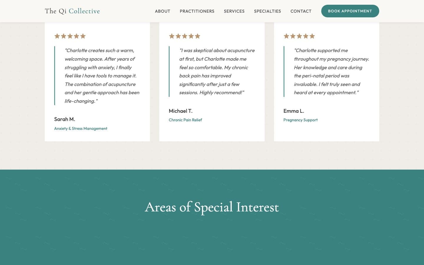 Client stories and FAQ on the main website